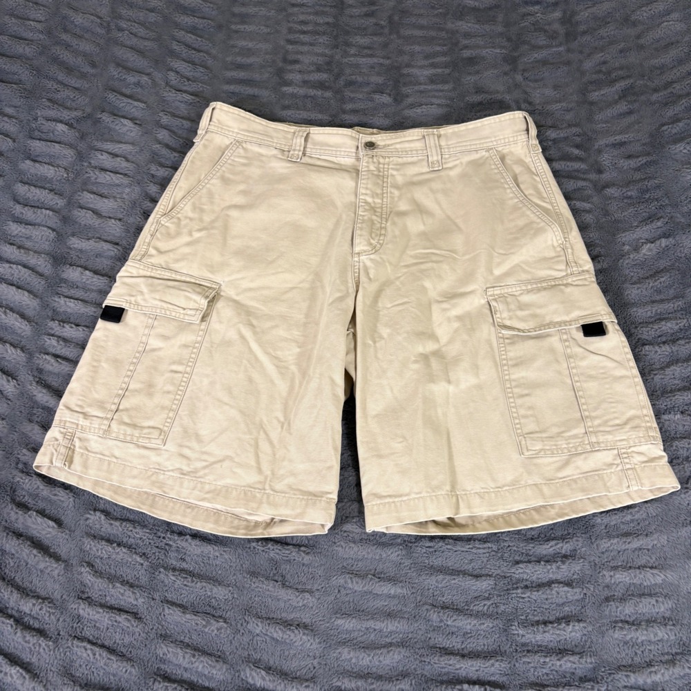 The North Face Mens Khaki Cotton Cargo Shorts Size 36 Tan Outdoor Utility Hiking